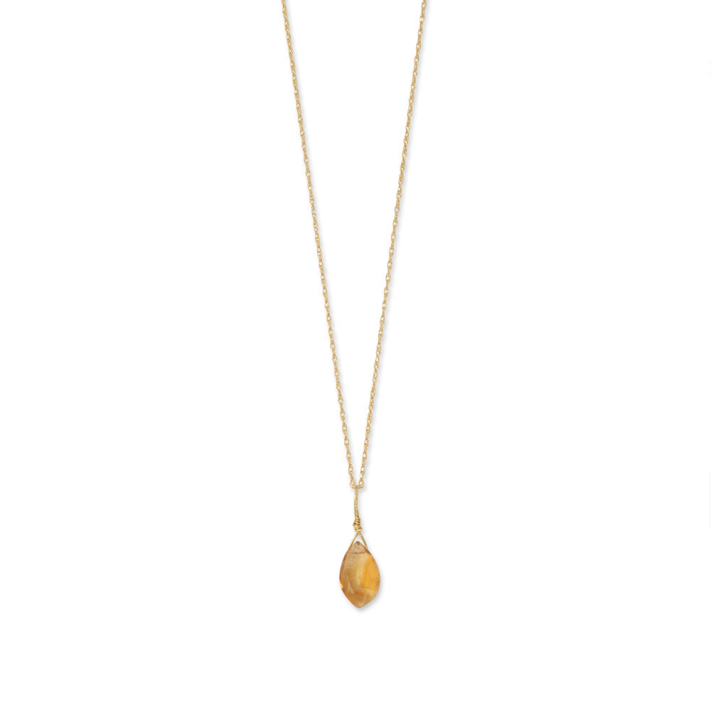 16" 14 Karat Gold Birthstone Necklace (-December)