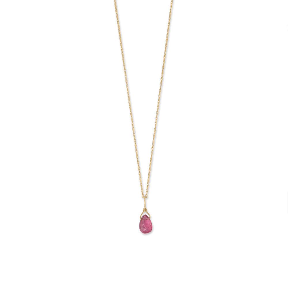 16" 14 Karat Gold Birthstone Necklace (-December)