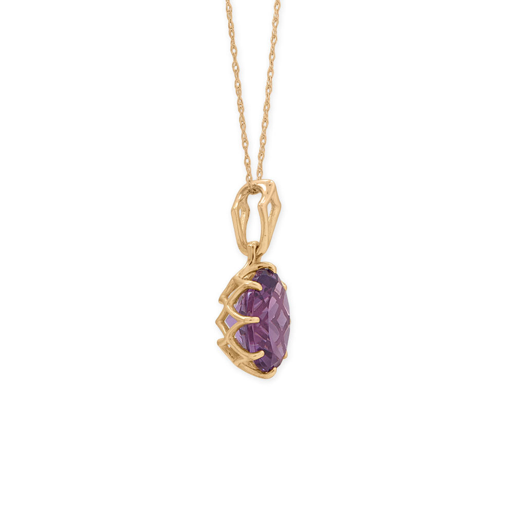 18" 14 Karat Gold Precision Cut Amethyst Necklace