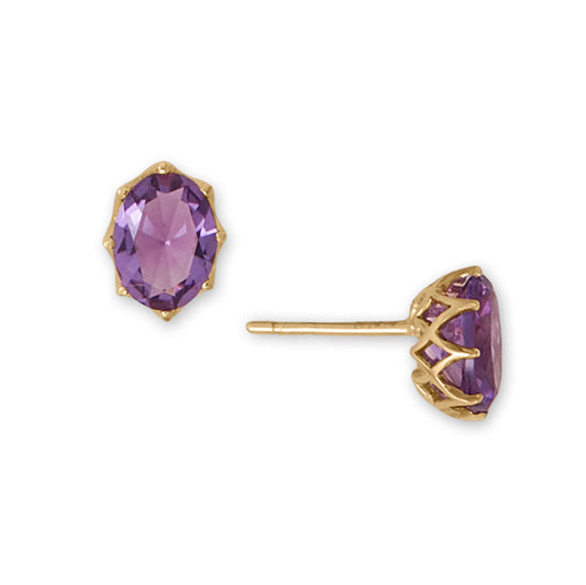 14 Karat Gold Precision Cut Amethyst Earrings