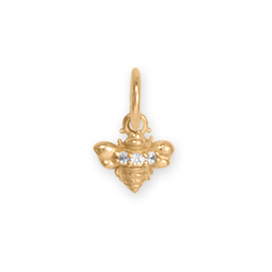 14 Karat Gold Tiny CZ Bumble Bee Charm