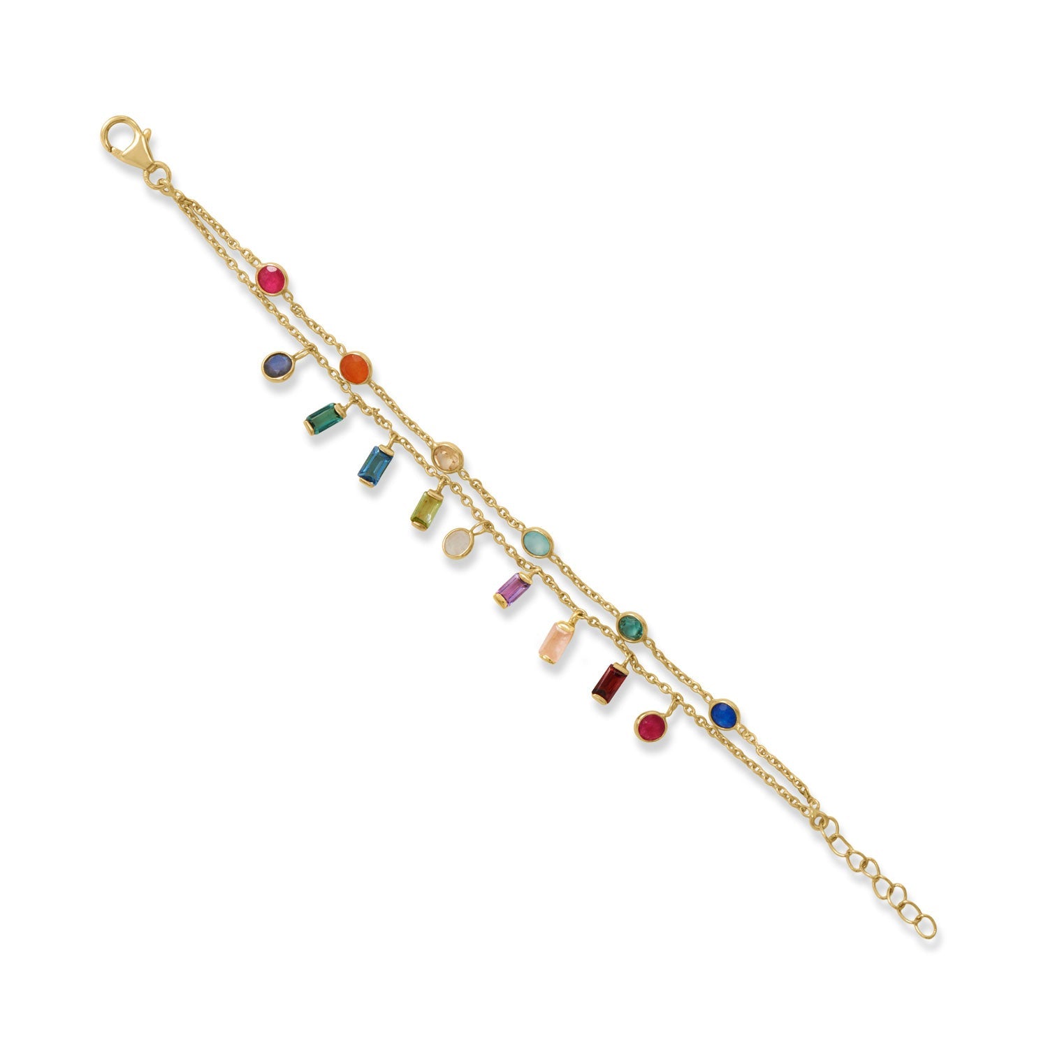 6" + 1" Round and Baguette Multi Stone Bracelet