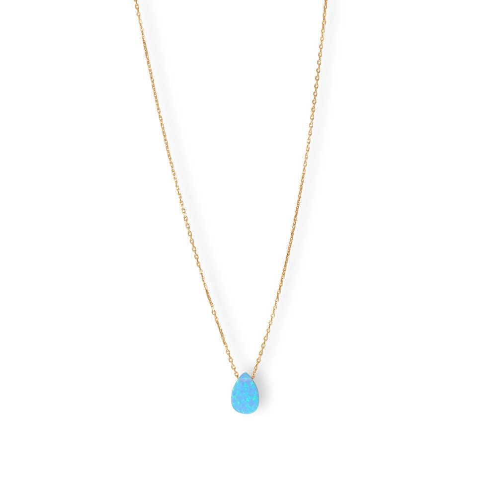 16" + 2" Synthetic Opal Pear Necklace-Sparks and Gem