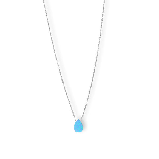 Synthetic Opal Pear Silver Necklace - Sparks and Gem