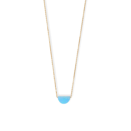 16" + 2" Synthetic Opal Semicircle Necklace-Sparks and Gem