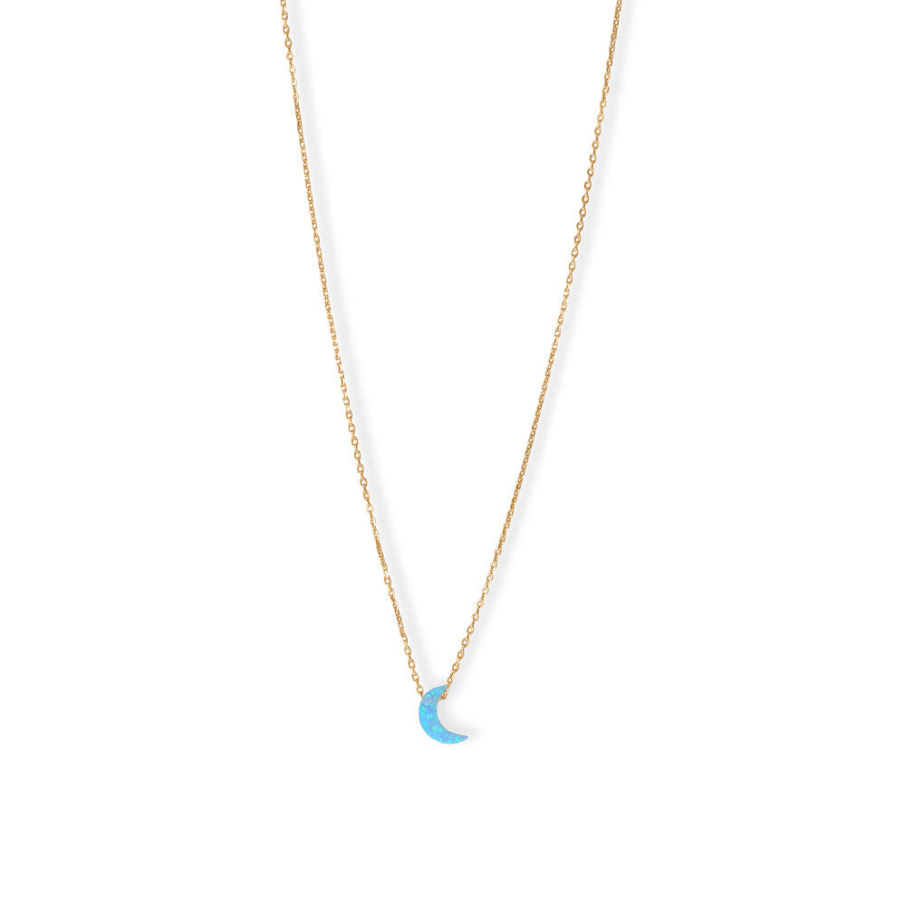 16" + 2" Synthetic Opal Moon Necklace-Sparks and Gem