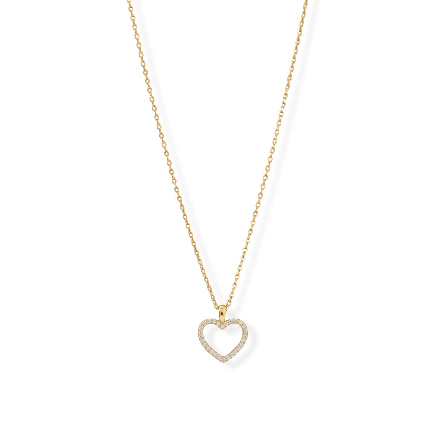 16" + 2" CZ Heart Necklace