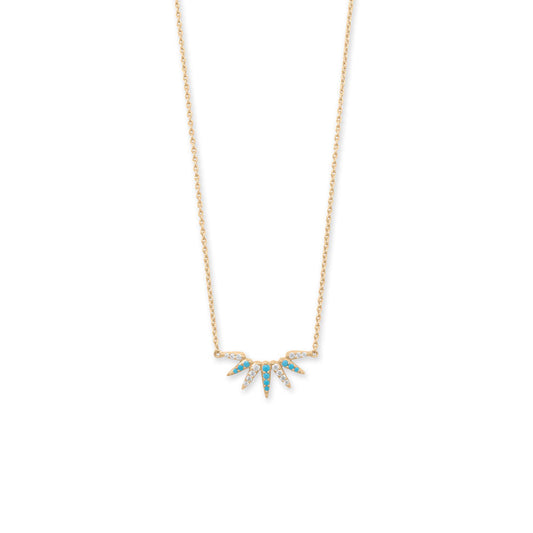 16" + 2" Synthetic Turquoise and CZ Spike Necklace