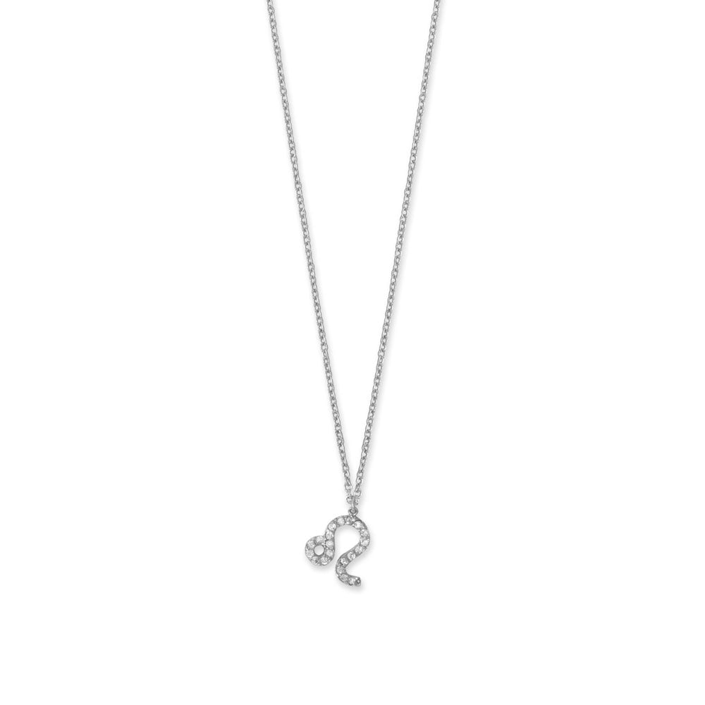 16" Rhodium Plated CZ Zodiac Symbol Necklace (All Signs)