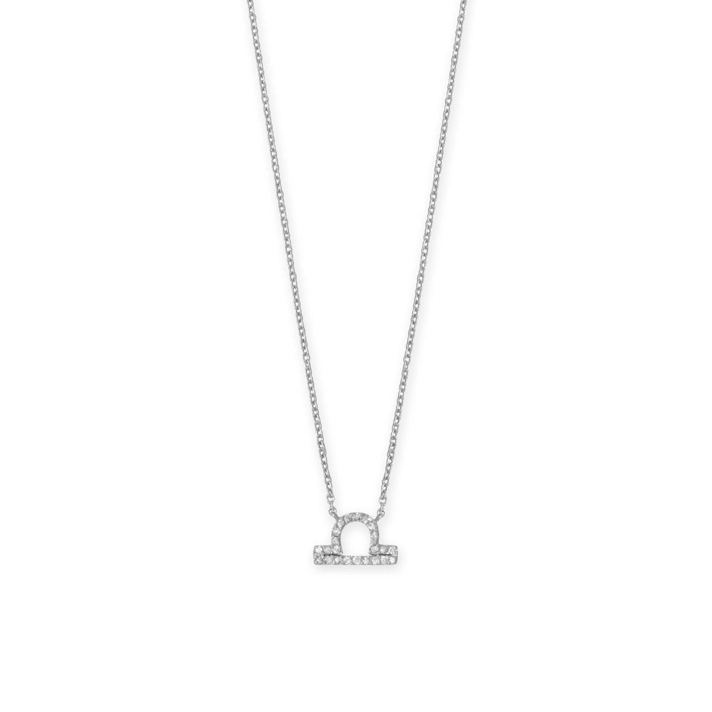 16" Rhodium Plated CZ Zodiac Symbol Necklace (All Signs)