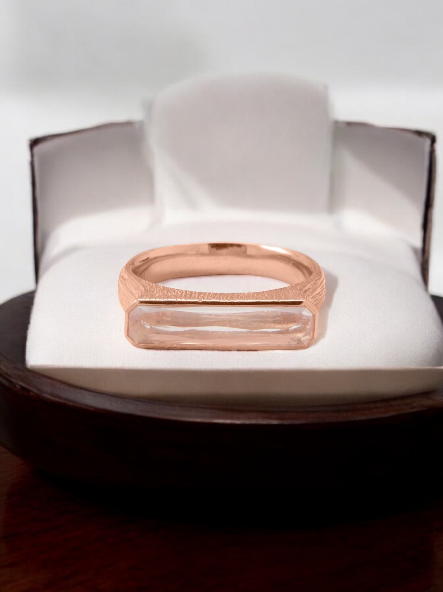 Rose Quartz Bar 14 Karat Rose Gold Over 925 Sterling Silver Ring - Sparks and Gem