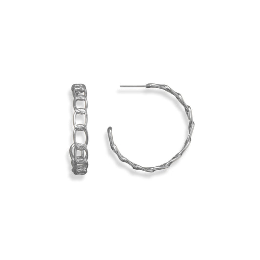 Curb Link 3/4 Sterling Silver Hoop Earrings - Sparks and Gem