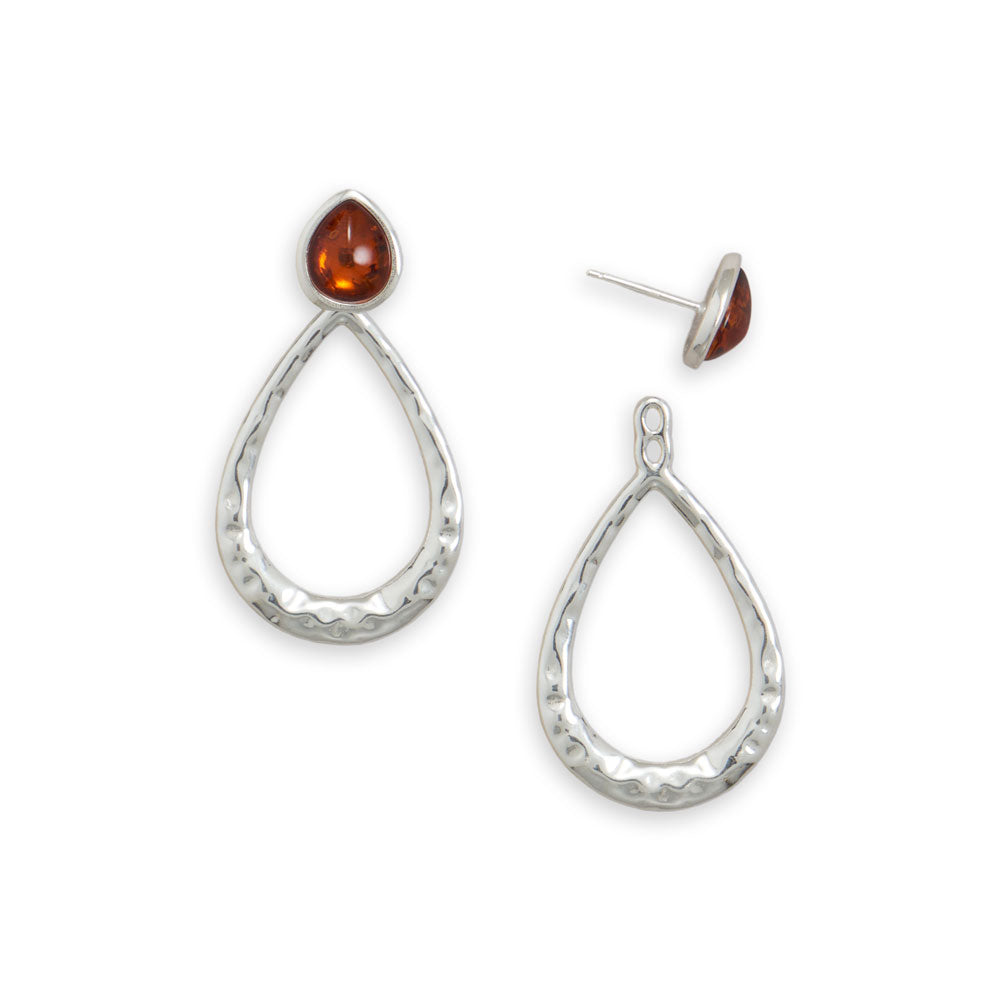 Baltic Amber Hammered Pear Drop Post Earrings - Sparks and Gem