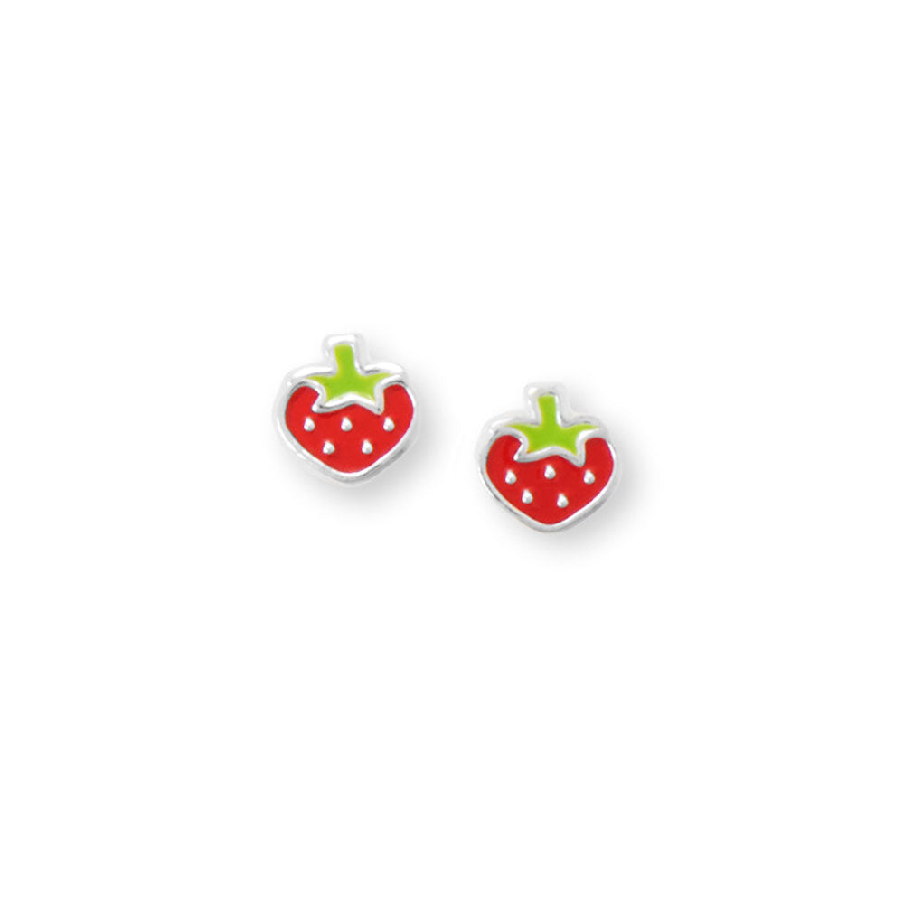 Strawberry enamel children stud earrings - red, cute, unique - Sparks and Gem