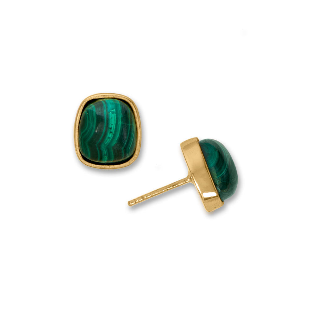 Green Malachite Gold Earrings - Sparks and Gem