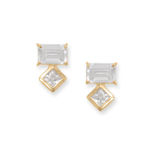 Baguette and Square Cubic Zirconia Earrings - Sparks and Gem