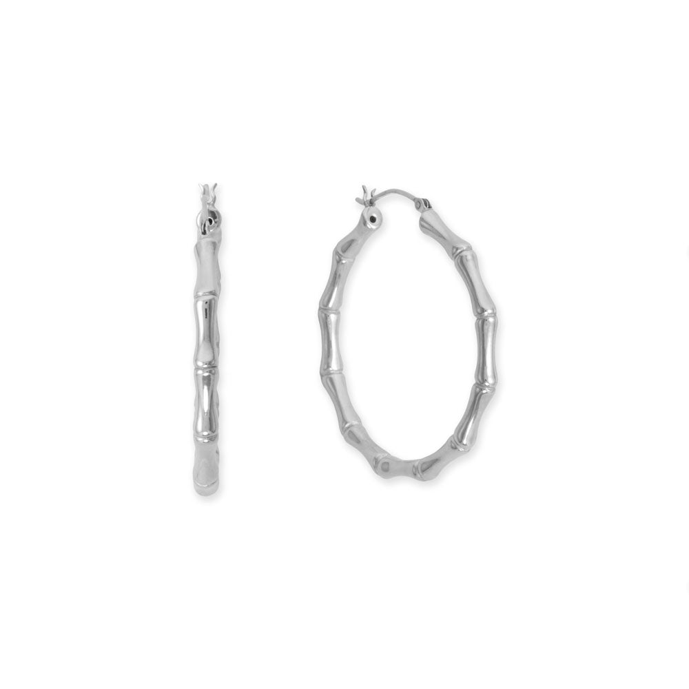 44mm Bamboo Sterling Silver Hoop Earrings - Sparks and Gem