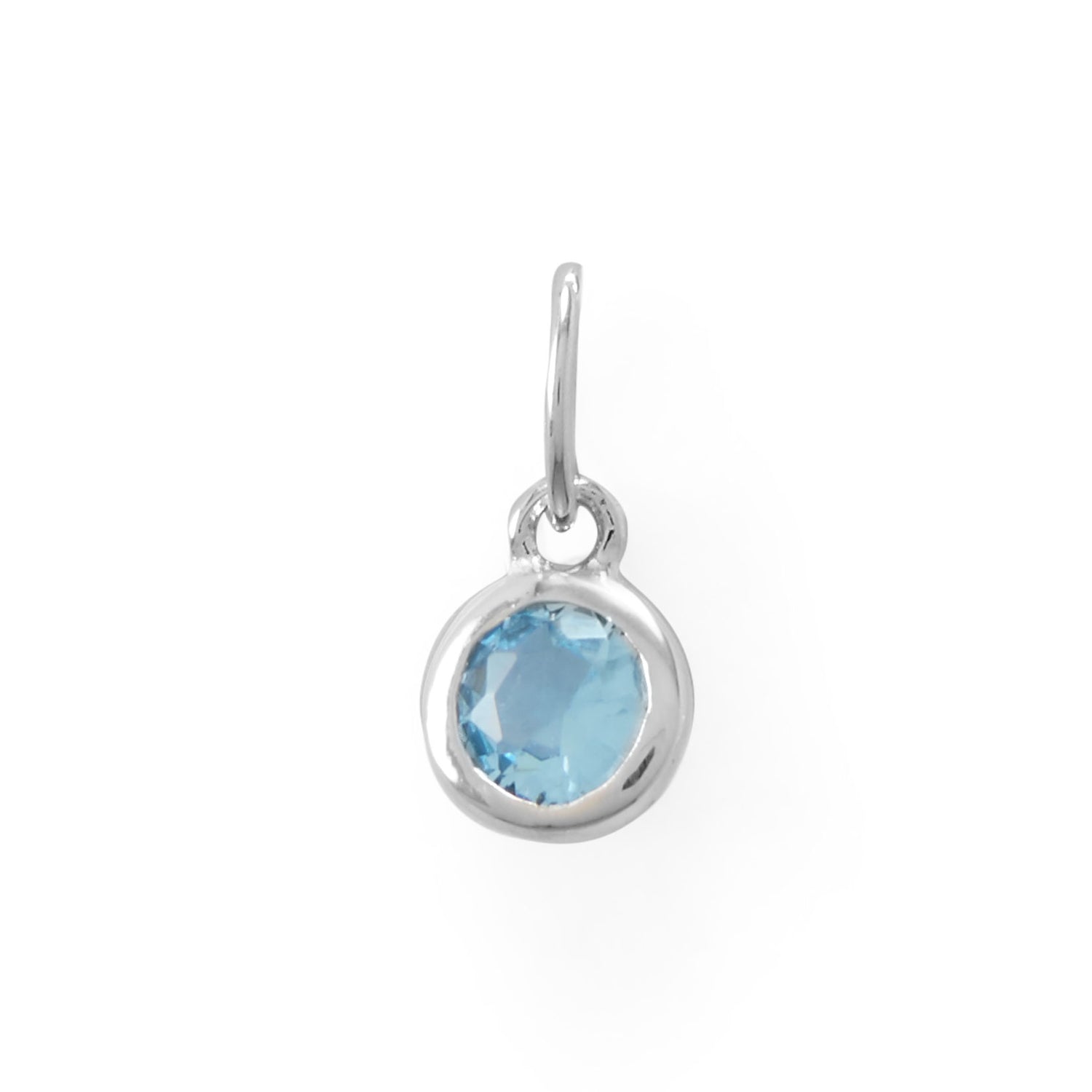 Rhodium Plated Round CZ Birthstones Charm (-December)