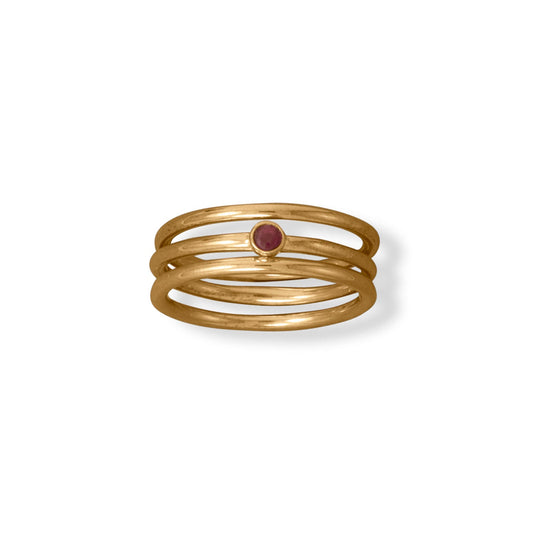 Stackable Yellow Gold Ring Set (3 piece) with Synthetic Ruby
- Sparks and Gem