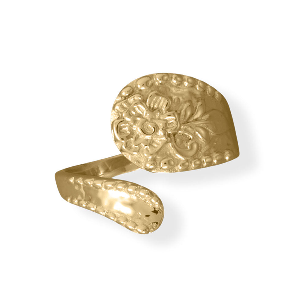 Yellow Gold Floral Spoon Ring - Sparks and Gem