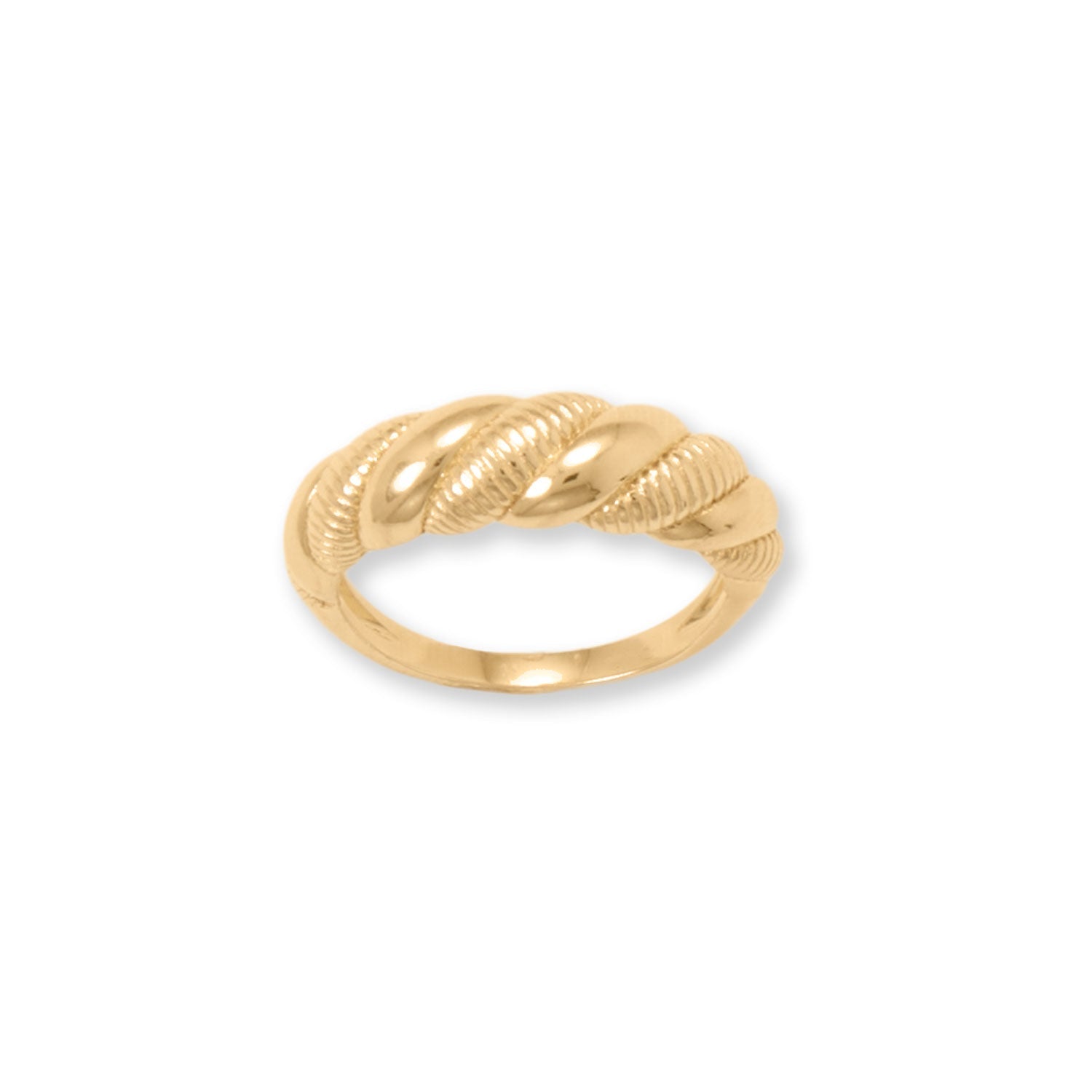 Alternating Gold Textured Twist Ring - More rings, bracelets, necklaces, earrings, anklets, charms, chains and toe rings in a variety of shapes, sizes and styles like geometric, cocktail, statement, bands, spinner, spoon, layered, long, collar, choker, climber, cuff, bangle, stretch, single, double, triple a or multi strands, beaded, curb, wheat, rope, Figaro, cable chains and more at Sparks and Gem