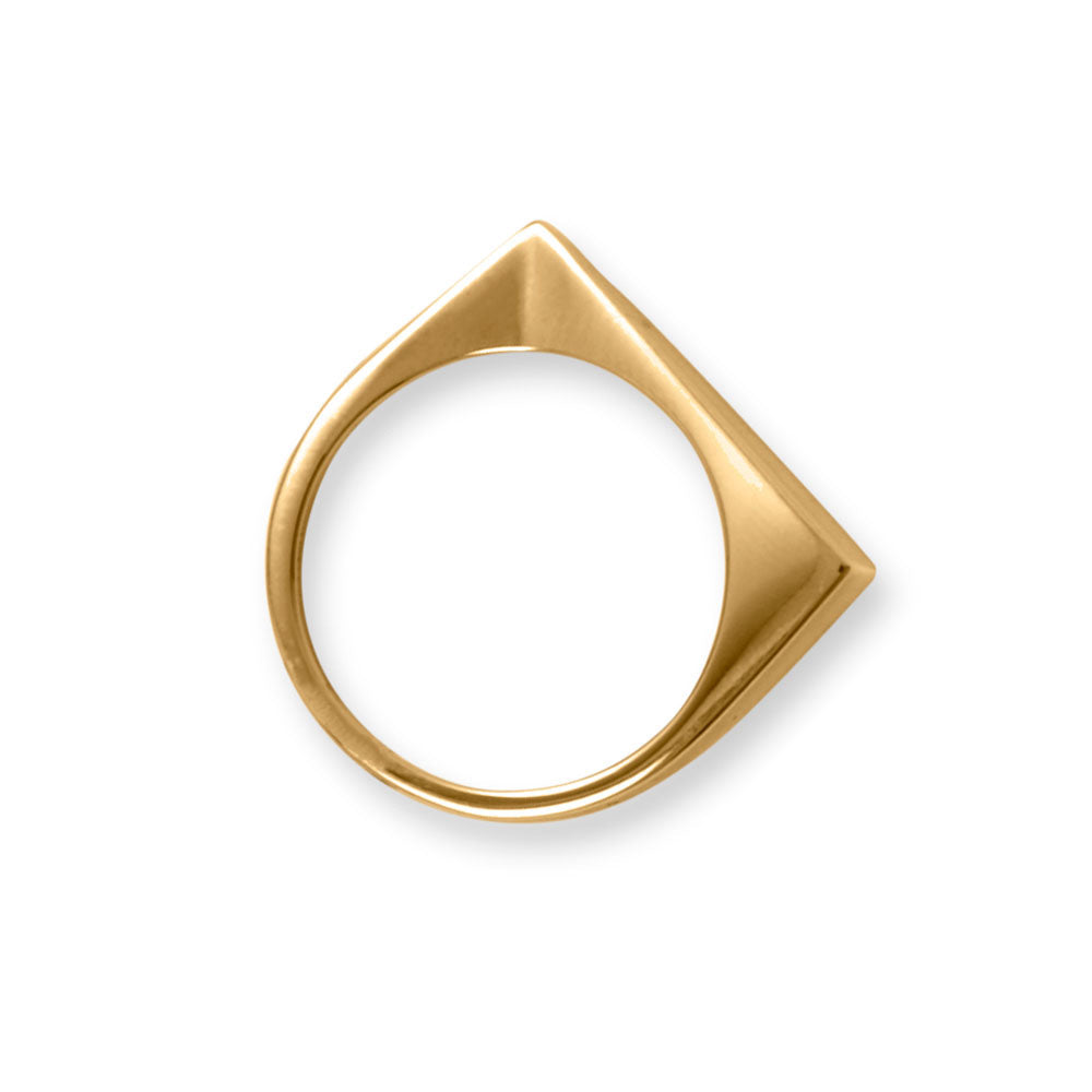 Flat Top Triangle Slice Yellow Gold Ring - More rings, bracelets, necklaces, earrings, anklets, charms, chains and toe rings in a variety of shapes, sizes and styles like geometric, cocktail, statement, bands, spinner, spoon, layered, long, collar, choker, climber, cuff, bangle, stretch, single, double, triple a or multi strands, beaded, curb, wheat, rope, Figaro, cable chains and more at Sparks and Gem