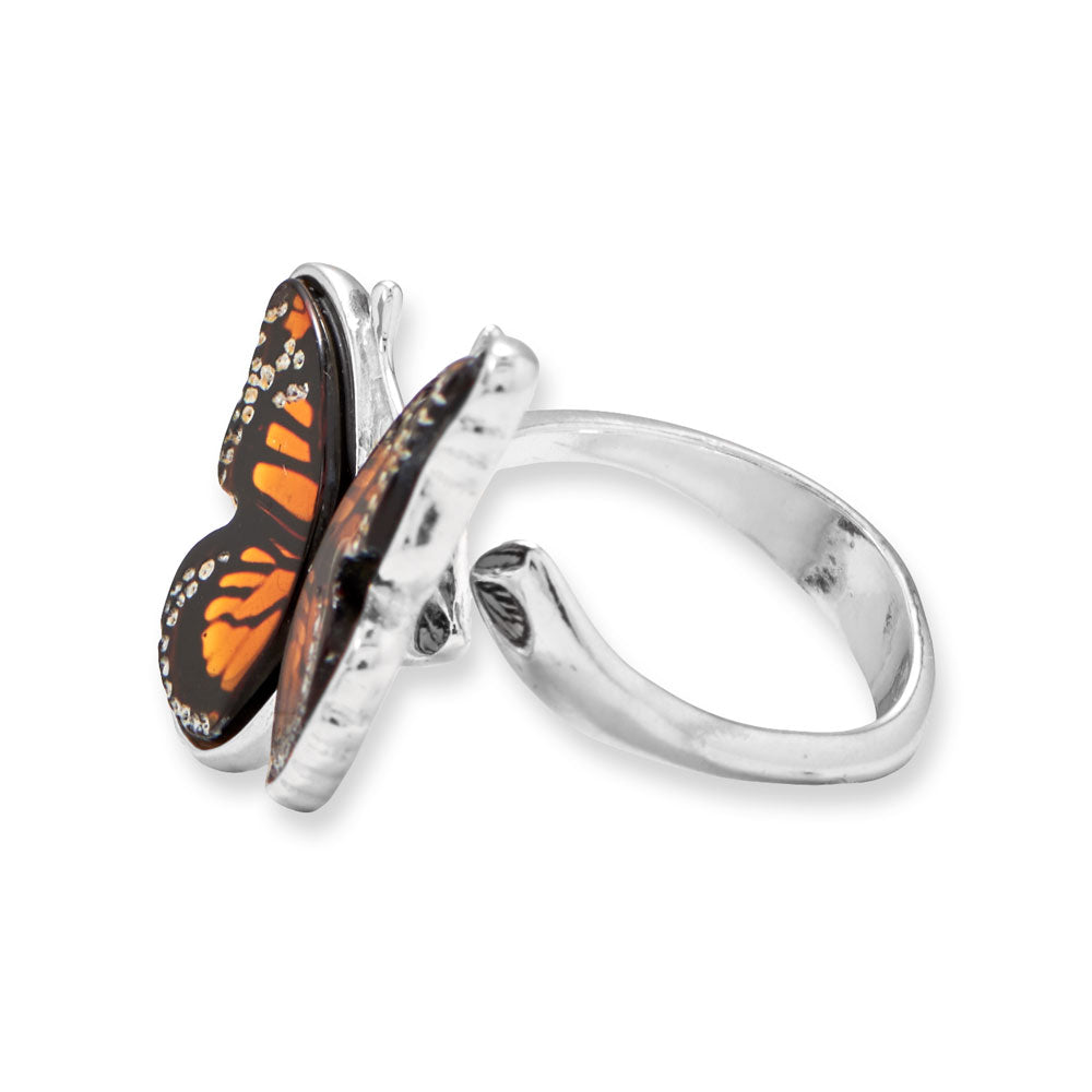 Handcrafted Baltic Amber Monarch Butterfly Sterling Silver Ring - Sparks and Gem