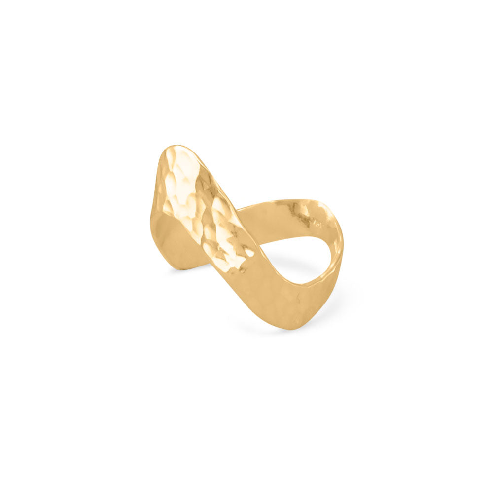 Gold Hammered "V" Chevron Ring