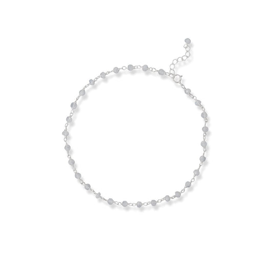 Rainbow Moonstone 9.5" + 1" Bead Anklet