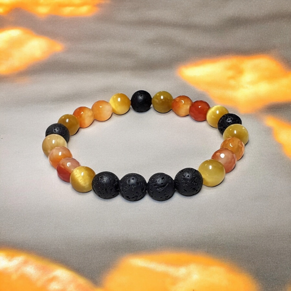 Volcanic Lava Stone Scent/Aromatherapy Diffuser Bracelet with Aventurine and Golden Tiger’s Eye