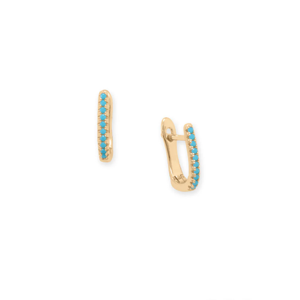 Synthetic Turquoise Fishbone With Detachable Hoop Earrings from Sparks and Gem (A+ BBB Rating)