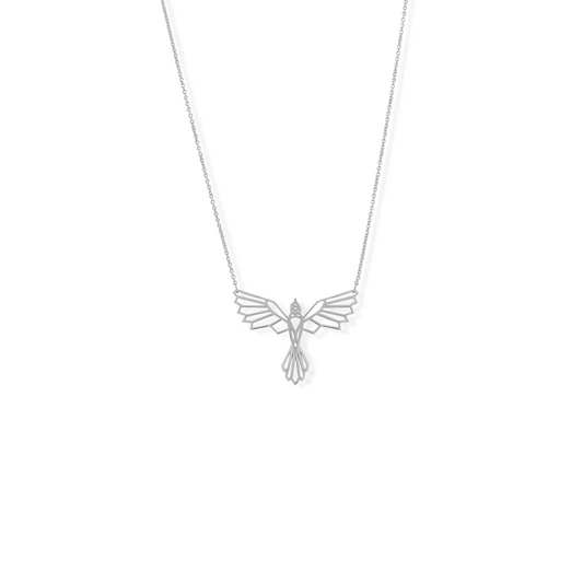 Adjustable 20" + 2" Extension Origami Inspired Bird Sterling Silver Necklace from Sparks and Gem (A+ BBB Rating)