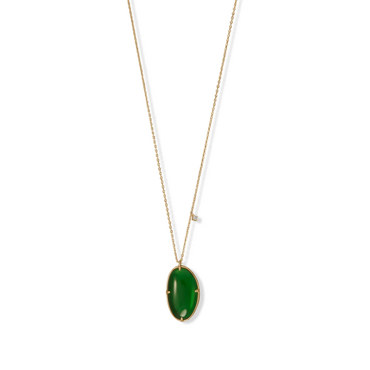 Adjustable 17.5" + 2" Extension Green Glass and Cubic Zirconia Necklace from Sparks and Gem (A+ BBB Rating)