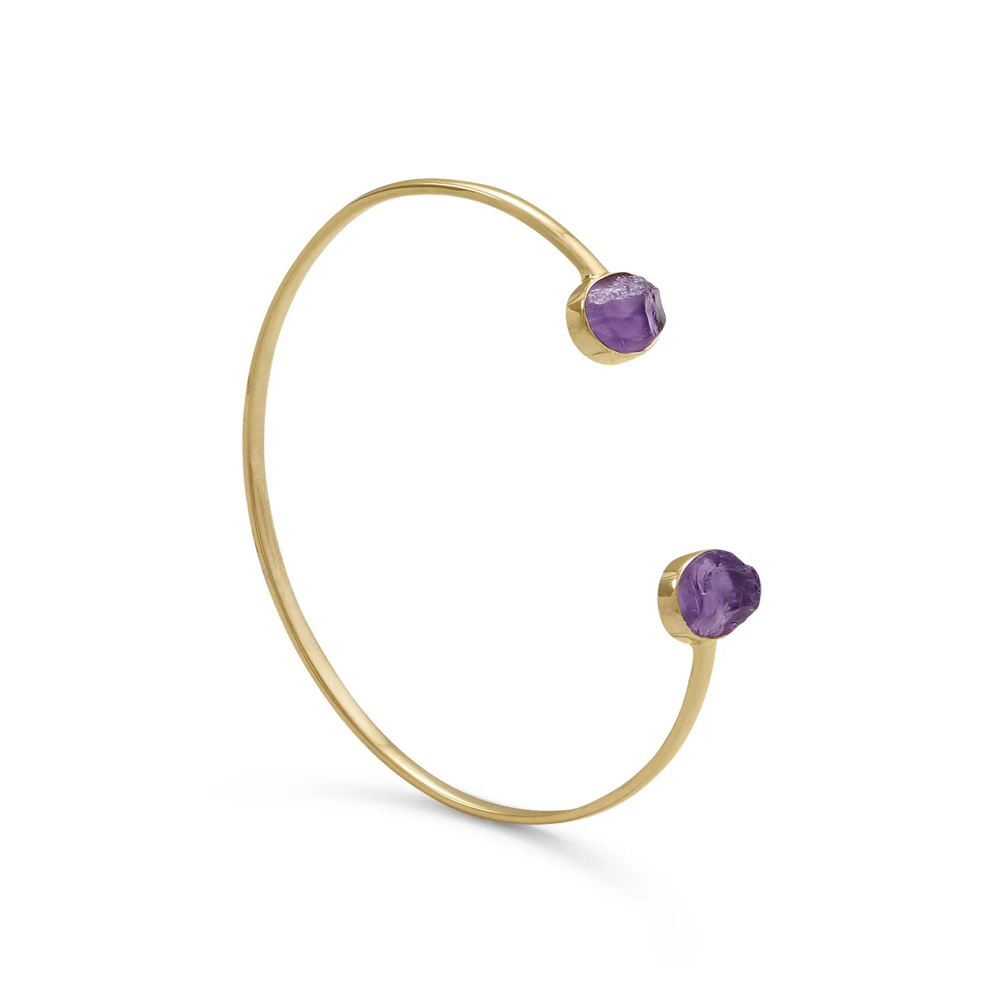 Rough Cut Amethyst Gold Cuff Bracelet from Sparks and Gem (A+ BBB Rating) #925SterlingSilver #14kYellowGoldBracelet #YellowGoldCuffBracelet #AmerhystCuffBracelet 