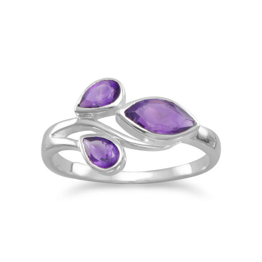 Pear and Marquise Shaped Amethyst and Sterling Silver Ring - Sparks and Gem