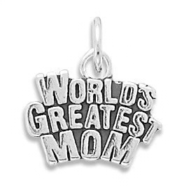 Oxidized World's Greatest Mom Sterling Silver Charm - Sparks and Gem