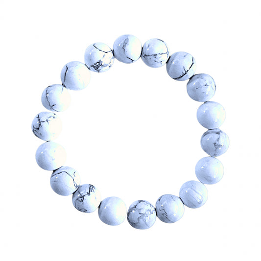 10mm White Howlite Gemstone Stretch Bracelet - Sparks and Gem