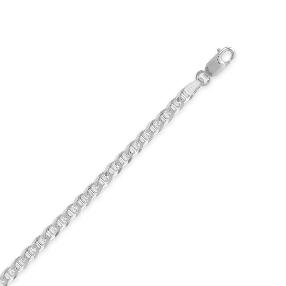 4mm Flat Marina Sterling Silver Chain (100) - Sparks and Gem