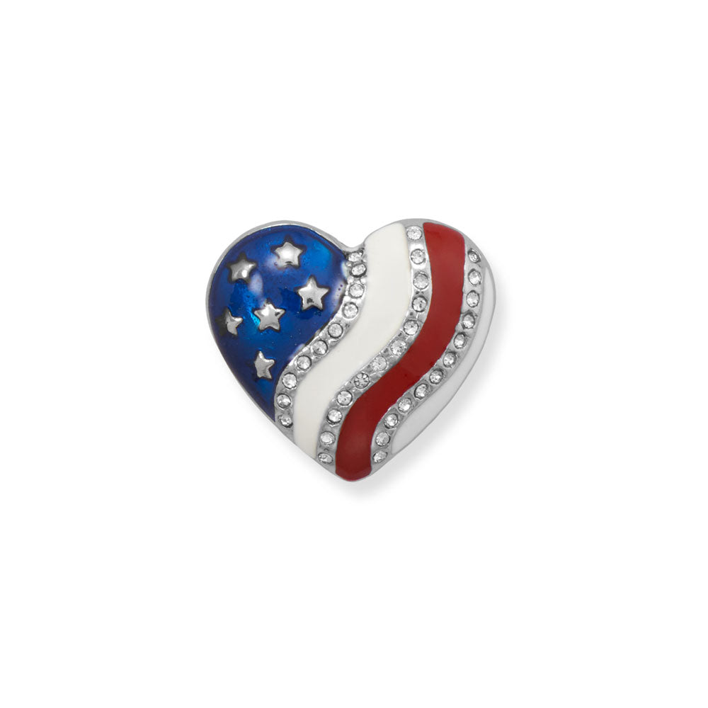 Red, White and Blue Crystal Heart Pin