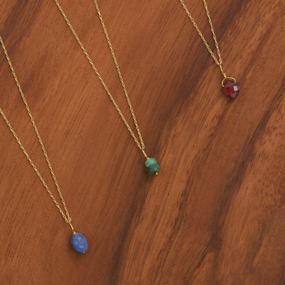 16" 14 Karat Gold Birthstone Necklace (-December)